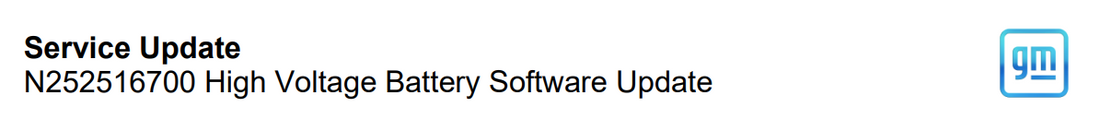 Service Update N252516700 High Voltage Battery Software Update