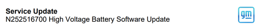 Service Update N252516700 High Voltage Battery Software Update
