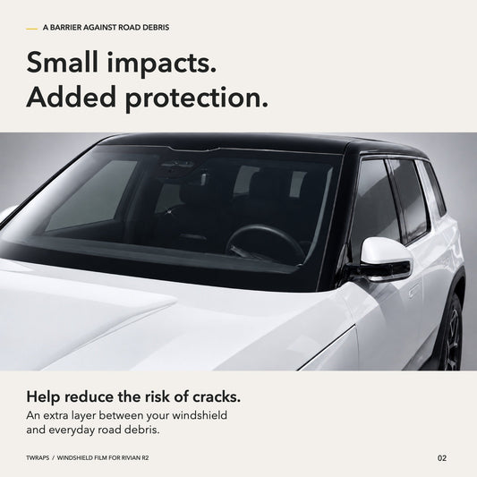 Windshield Protection Film | Rivian R2, UV + IR Defense