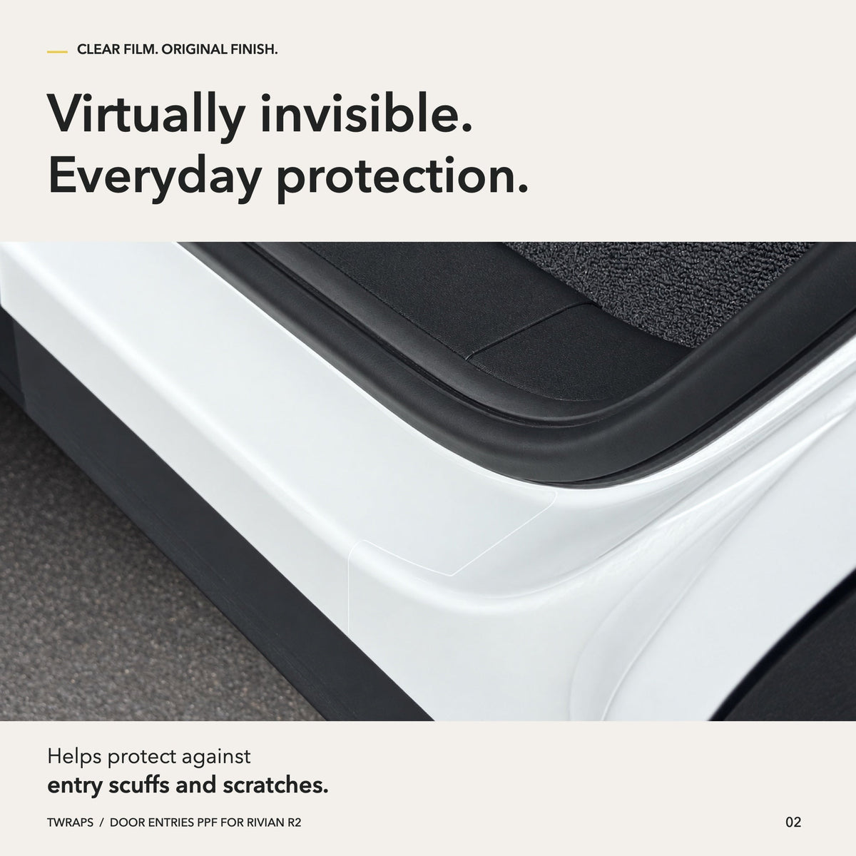 Rivian R2 Door Sill PPF - Clear Entry Paint Protection - Virtually invisible