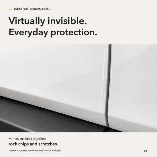 Rockers / Lower Doors PPF | Rivian R2, Clear Paint Protection Film