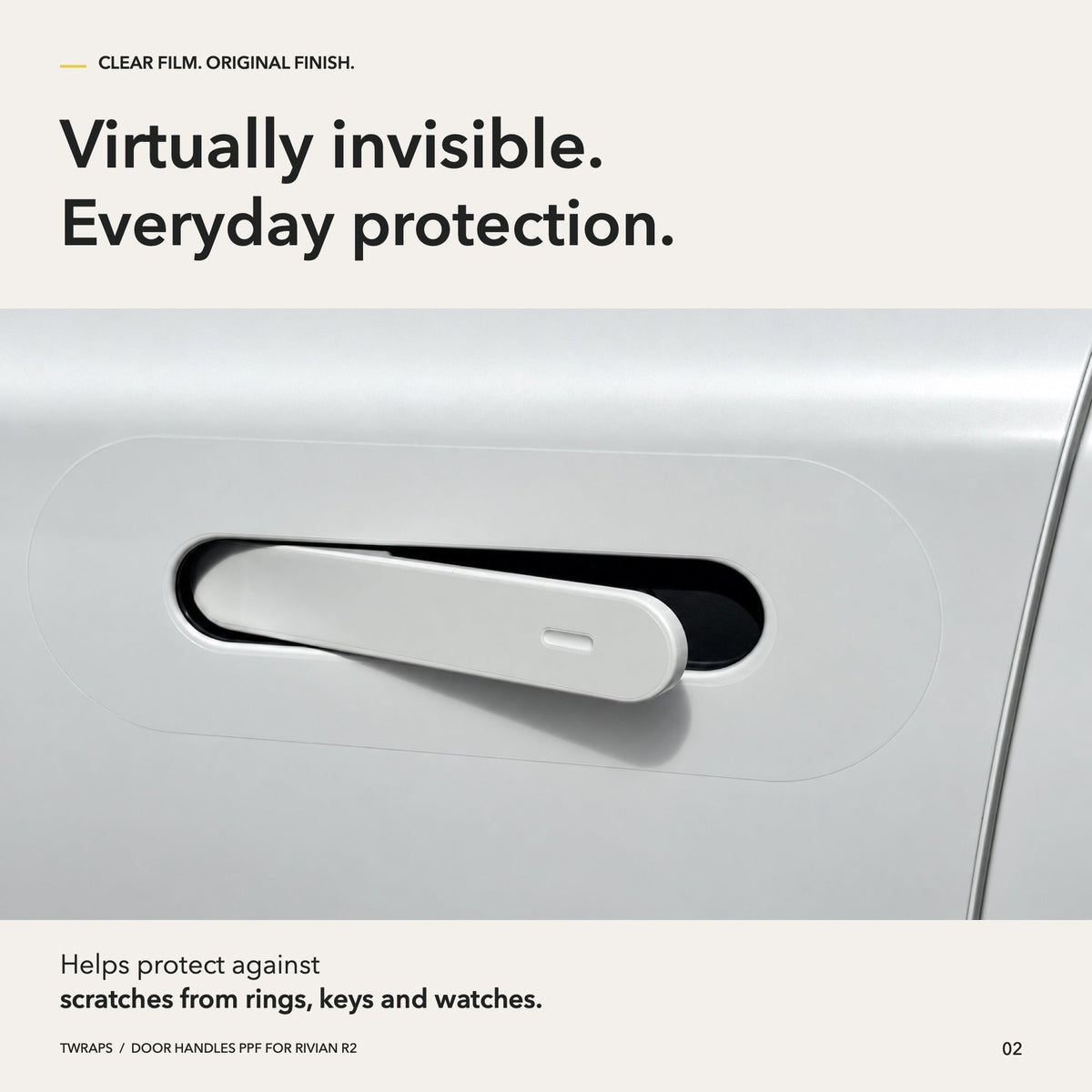 Door Handles Area PPF | Rivian R2, Clear Paint Protection Film