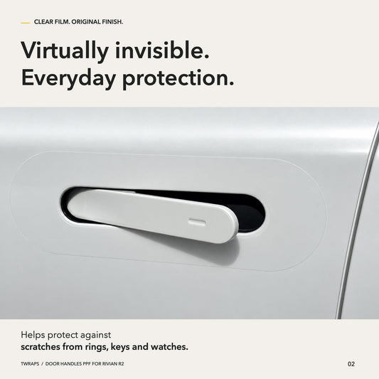 Door Handles Area PPF | Rivian R2, Clear Paint Protection Film