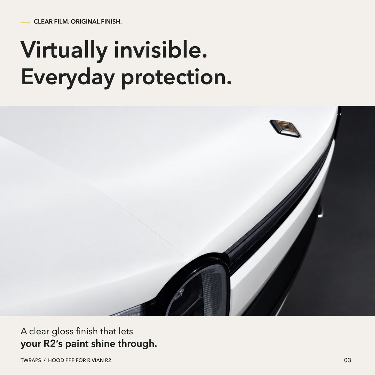 Hood PPF | Rivian R2, Mini & Full Paint Protection