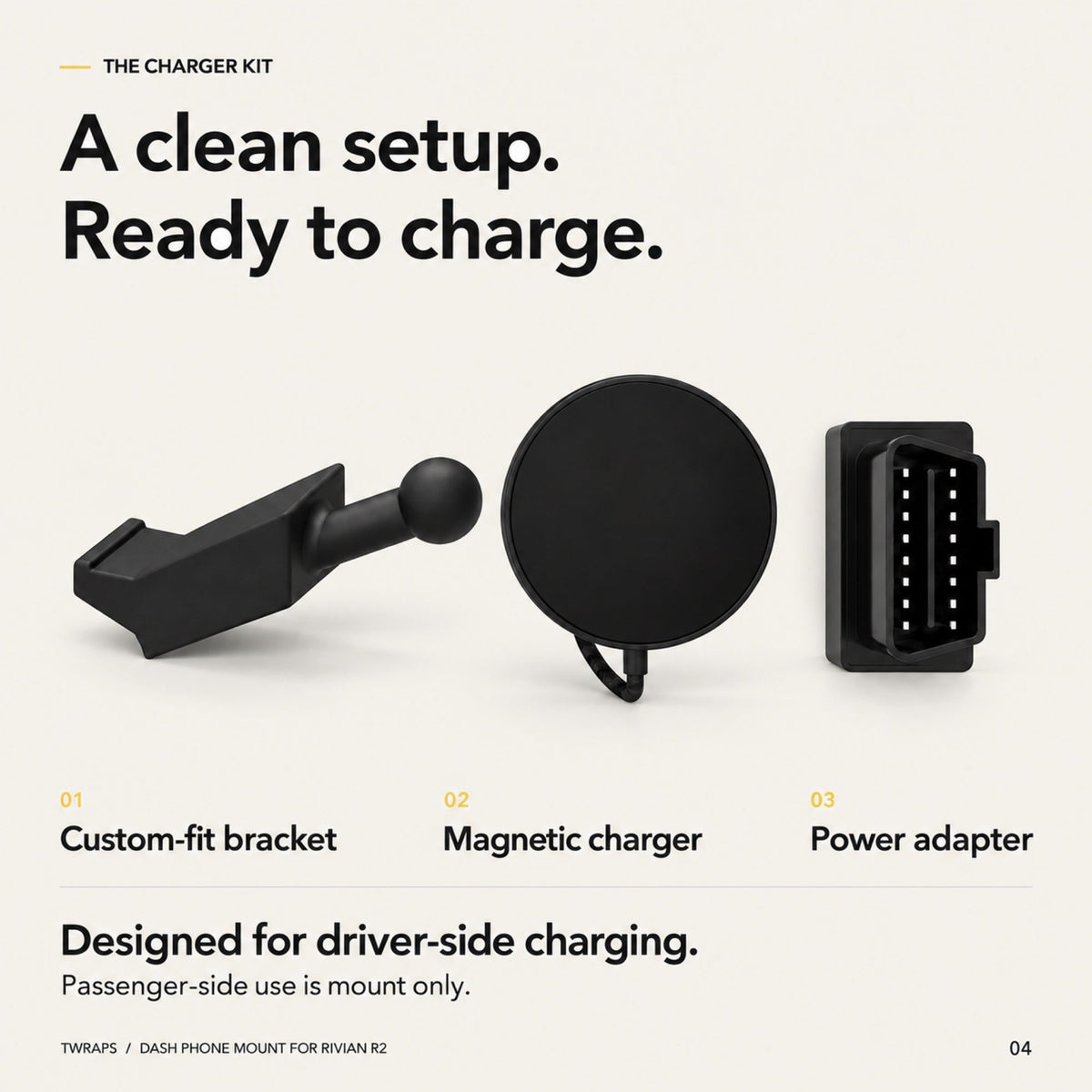 Dashboard Phone Charger | Rivian R2, Magnetic Mount