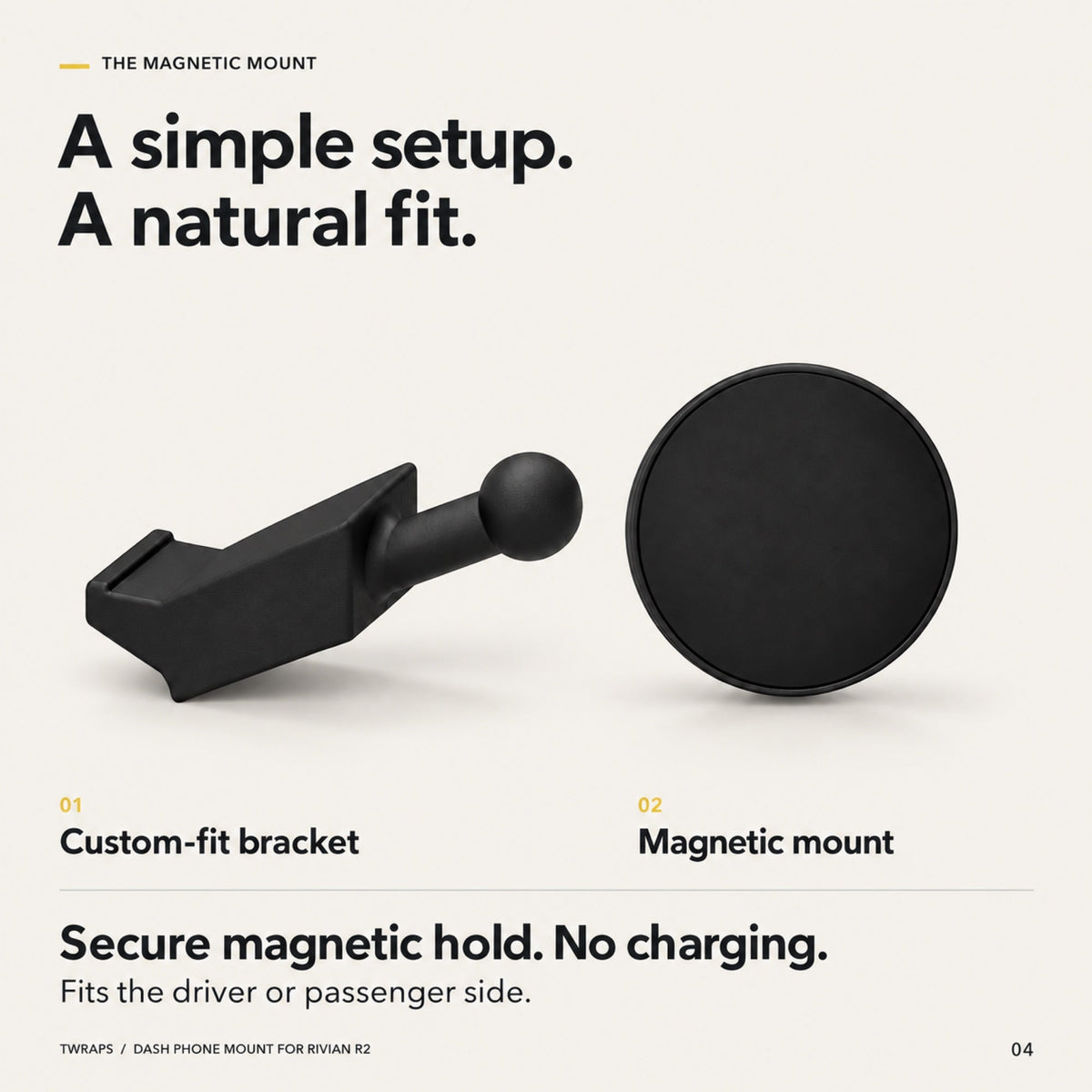Dashboard Phone Charger | Rivian R2, Magnetic Mount