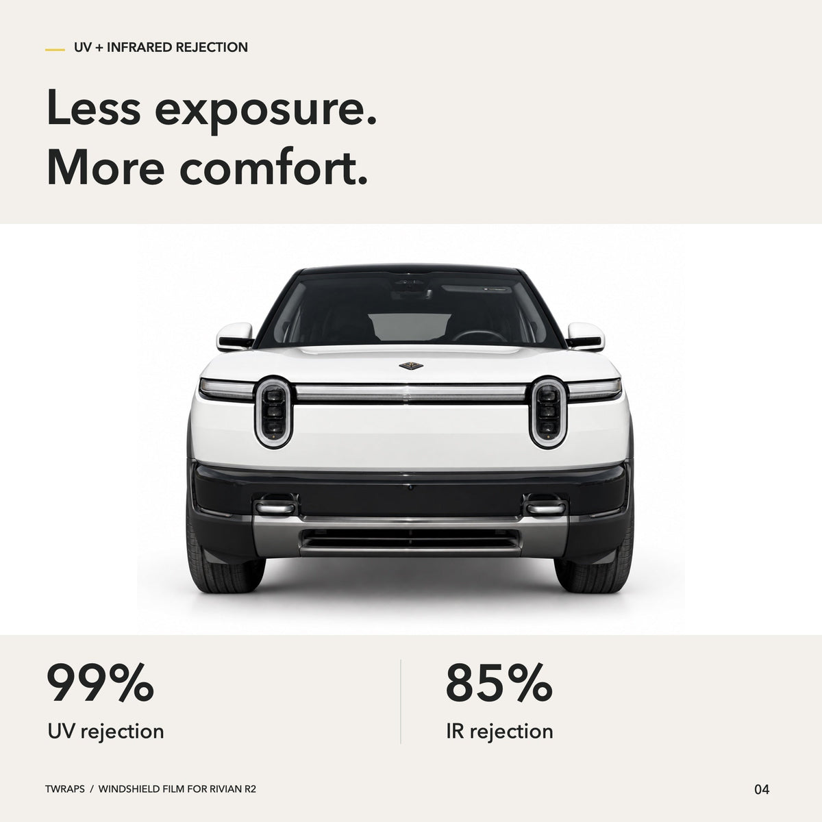 Rivian R2 Windshield Protection Film - UV & IR - UV IR rejection efea95c8 b9d8 4b16 bdc6 bb490759d5d2