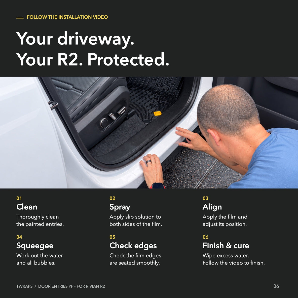 Rivian R2 Door Sill PPF - Clear Entry Paint Protection - Installation