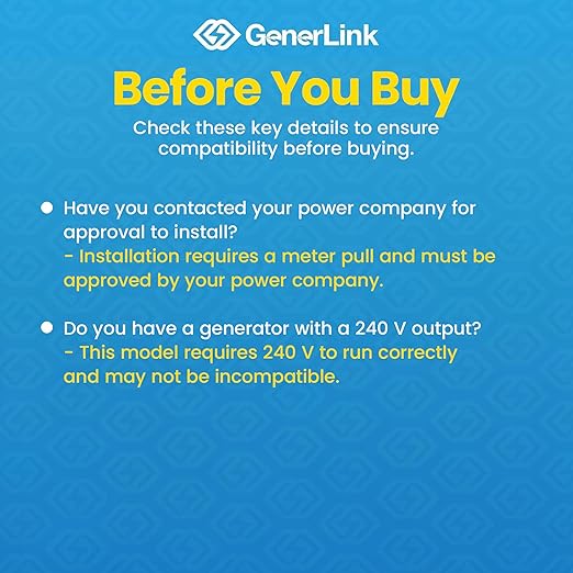 GenerLink Automatic Transfer Switch for Home Generator Non-Surge portable power product