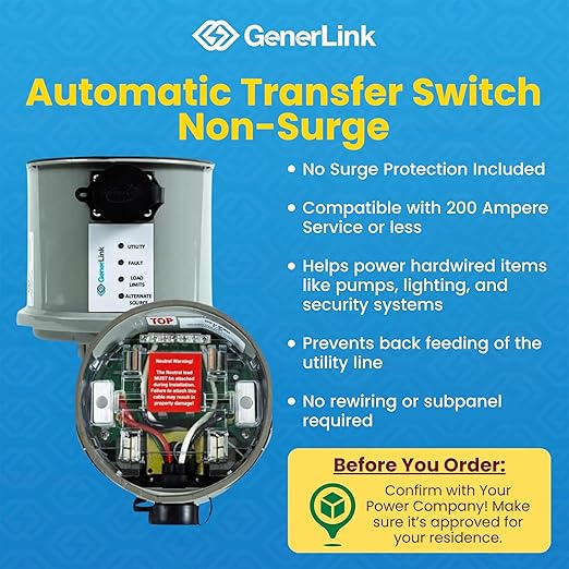 GenerLink Automatic Transfer Switch for Home Generator Non-Surge portable power product