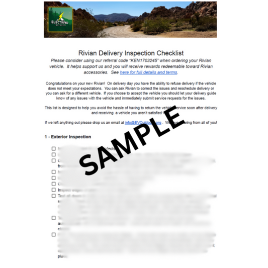 Rivian Delivery Inspection Checklist by EV Outdoors