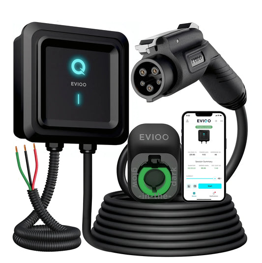 EVIQO Level 2 EV Charger, 48A (50A Max), 240V, Hardwired, J1772 for Non-Tesla EVs