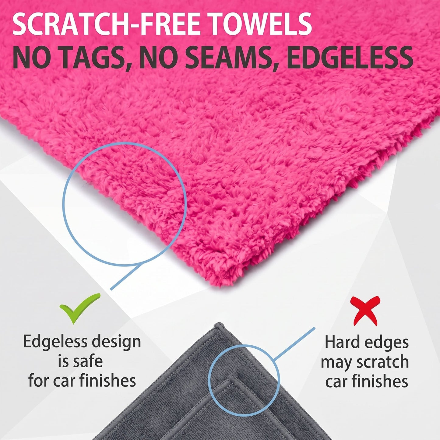 WASH&WHIPS Edgeless Microfiber Coral Fleece with Ultrasonic Edge car detailing product
