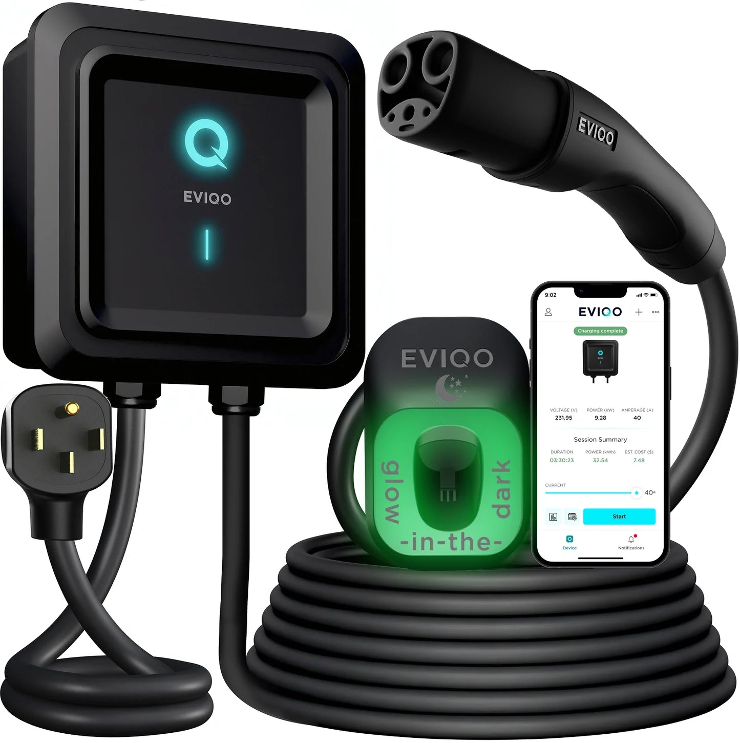 EVIQO NACS Level 2 EV Charger compatible with Tesla EVs