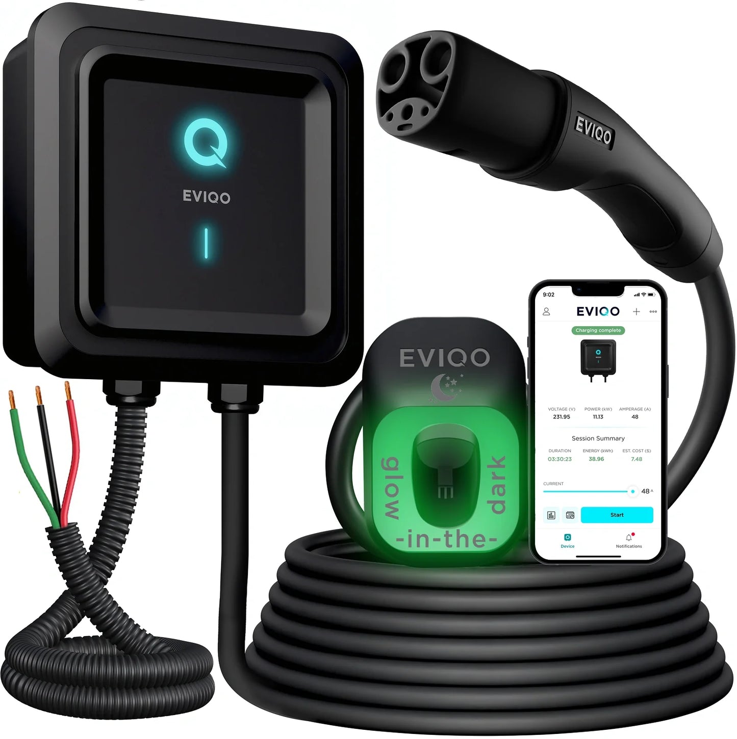 EVIQO NACS Level 2 EV Charger compatible with Tesla EVs