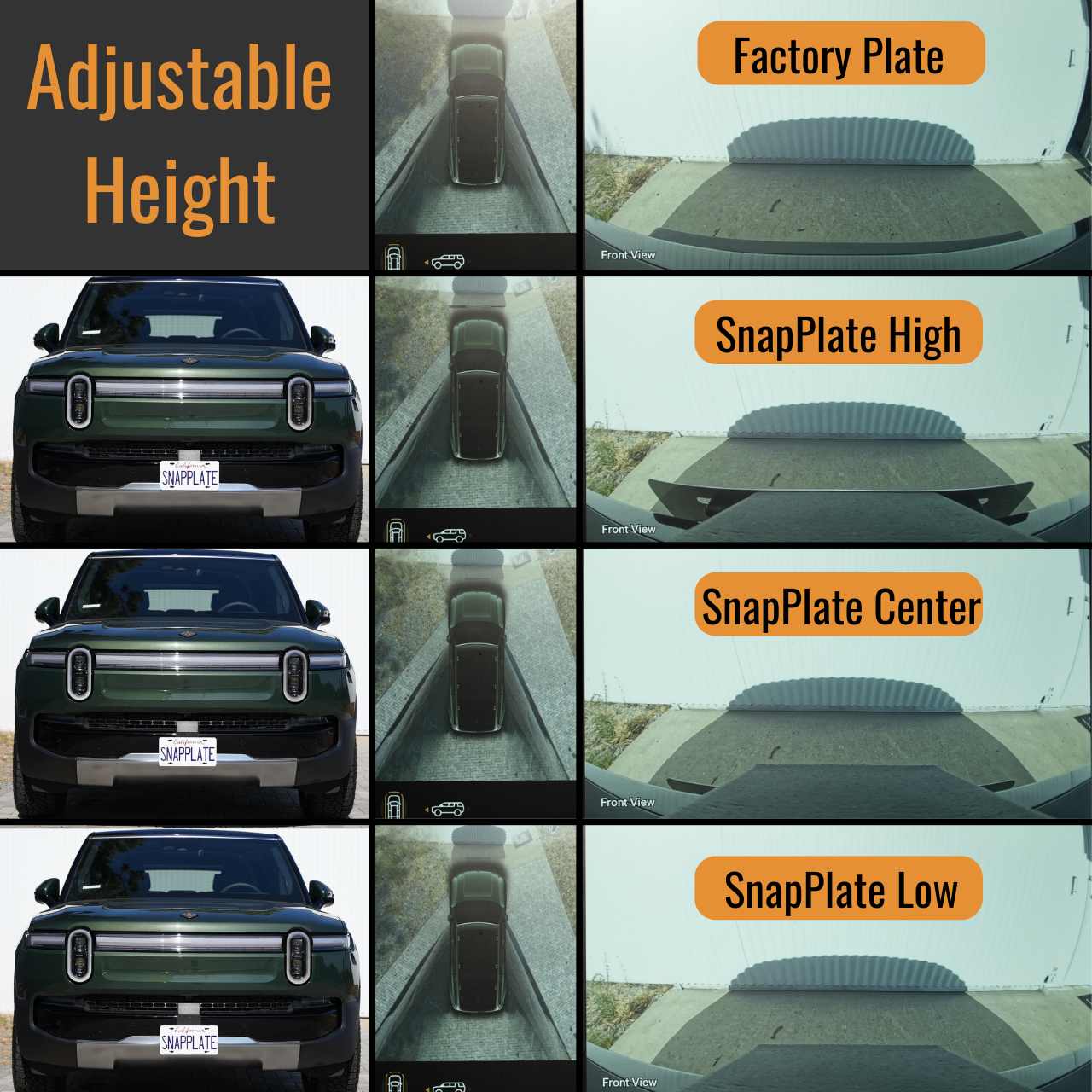 SnapPlate Front License Plate Mount for Rivian R1T & R1S