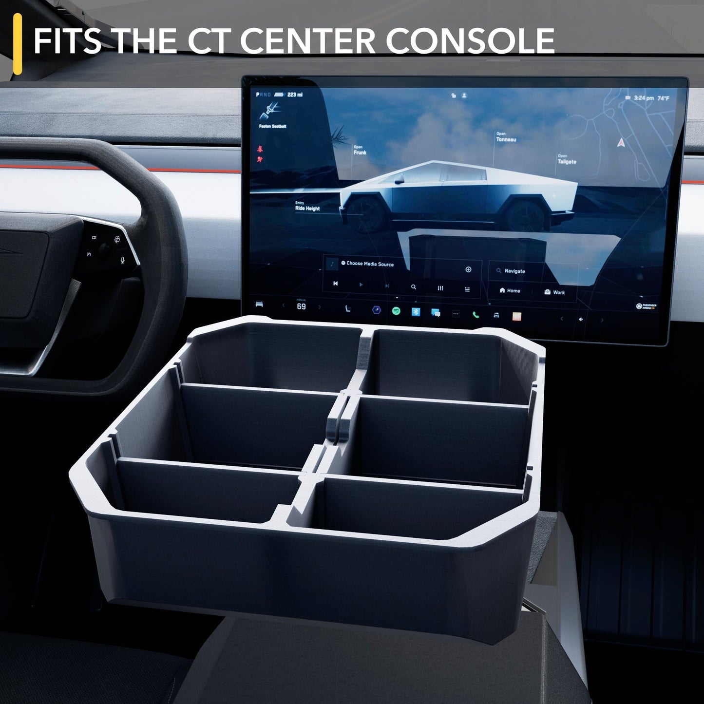 Armrest Organizer Tesla Cybertruck compatible with Tesla Cybertruck