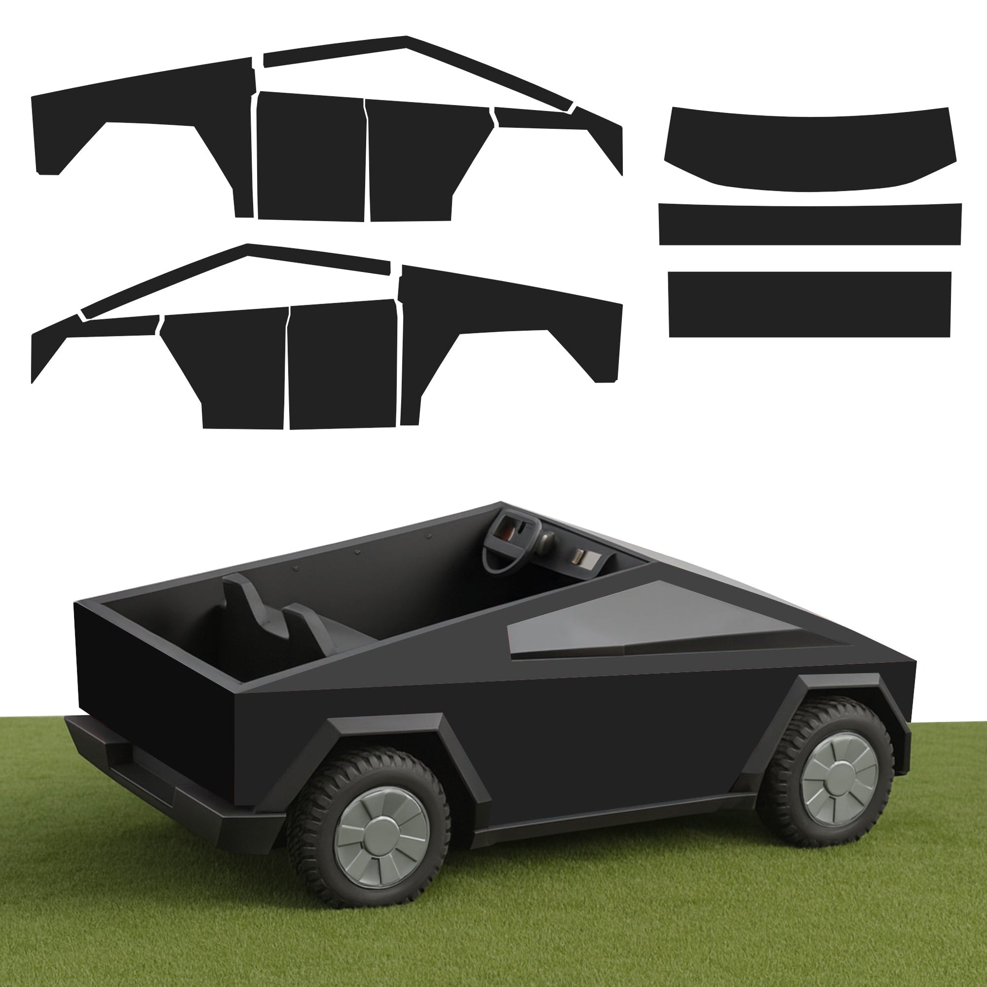 Full Vinyl Wrap Cybertruck for Kids compatible with Tesla Cybertruck