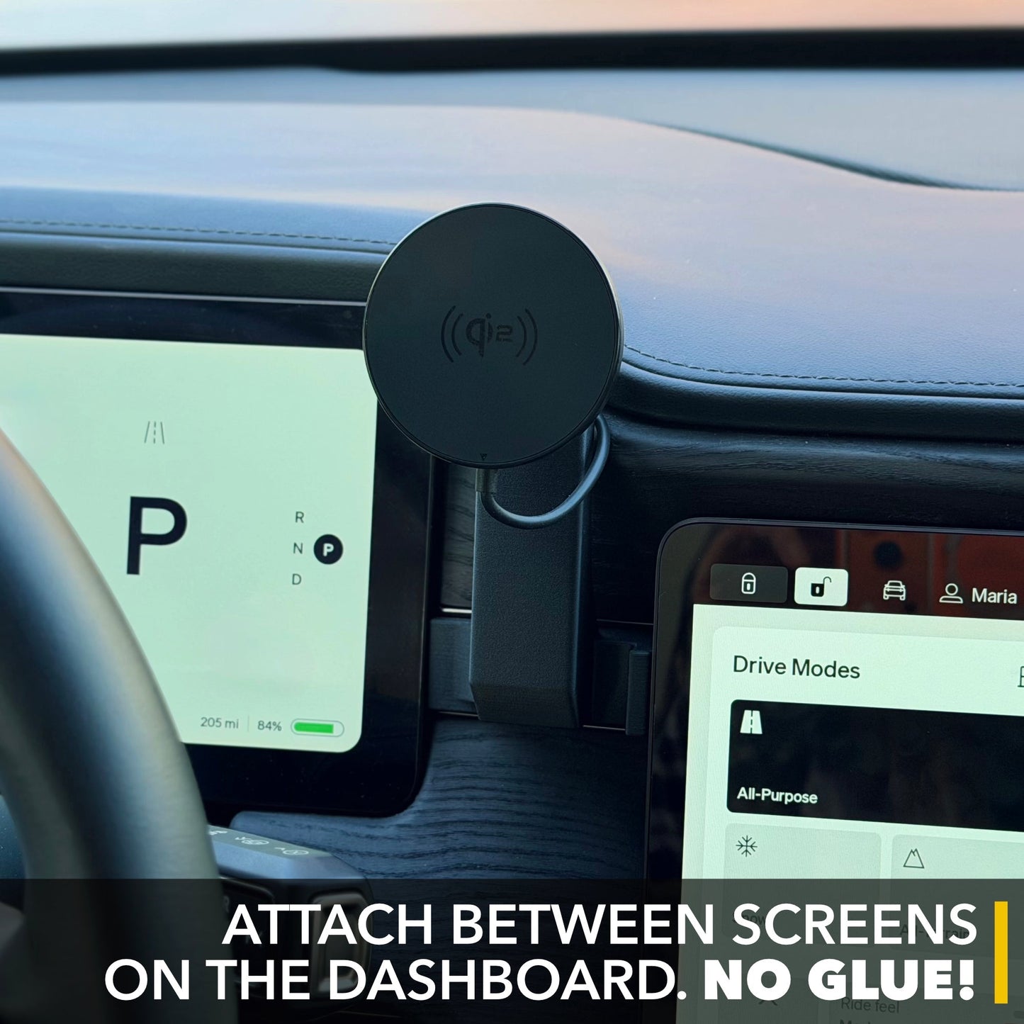Dashboard Phone Mount/Charger compatible with Rivian R1S and R1T