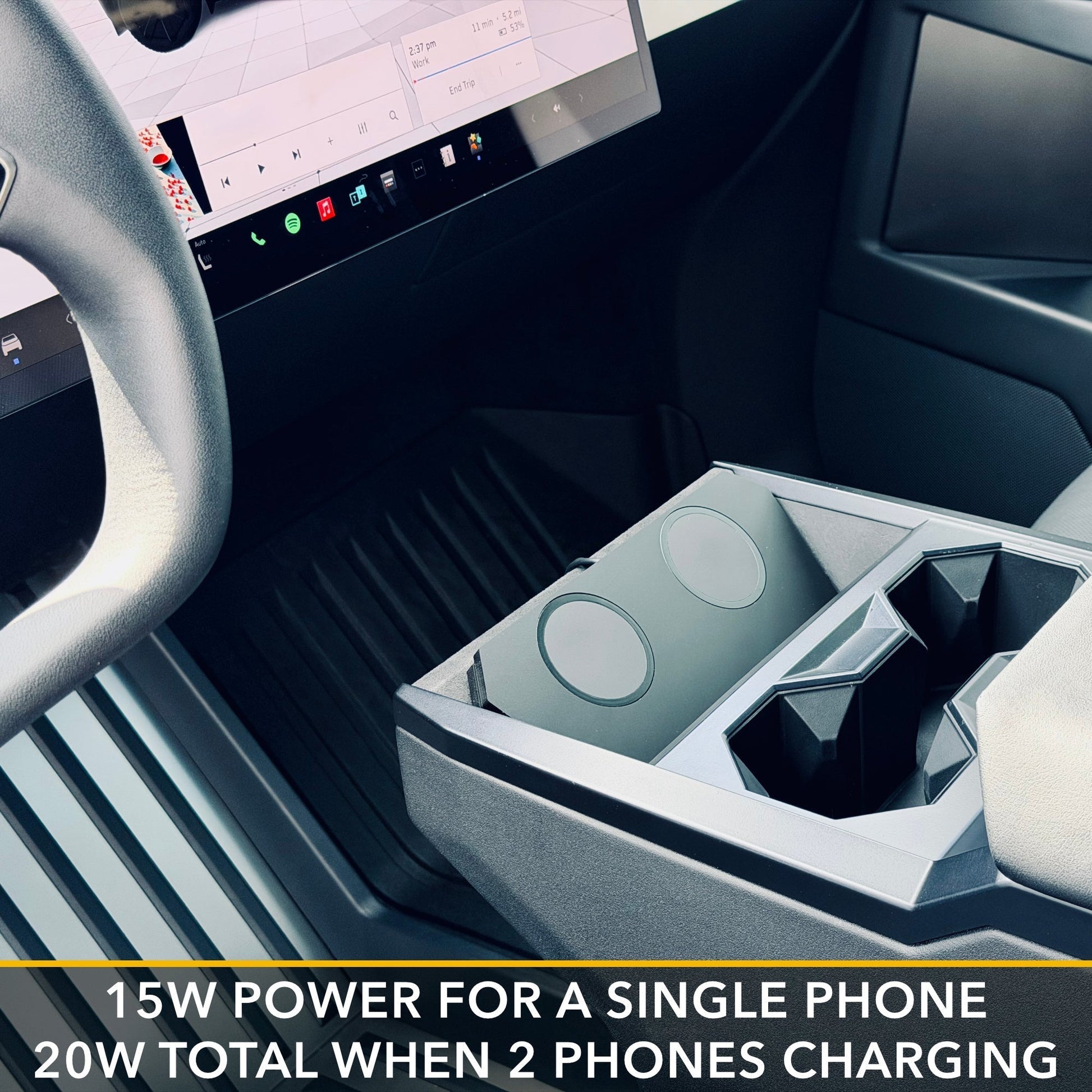 Dual Wireless Charger For Cybertruck compatible with Tesla Cybertruck