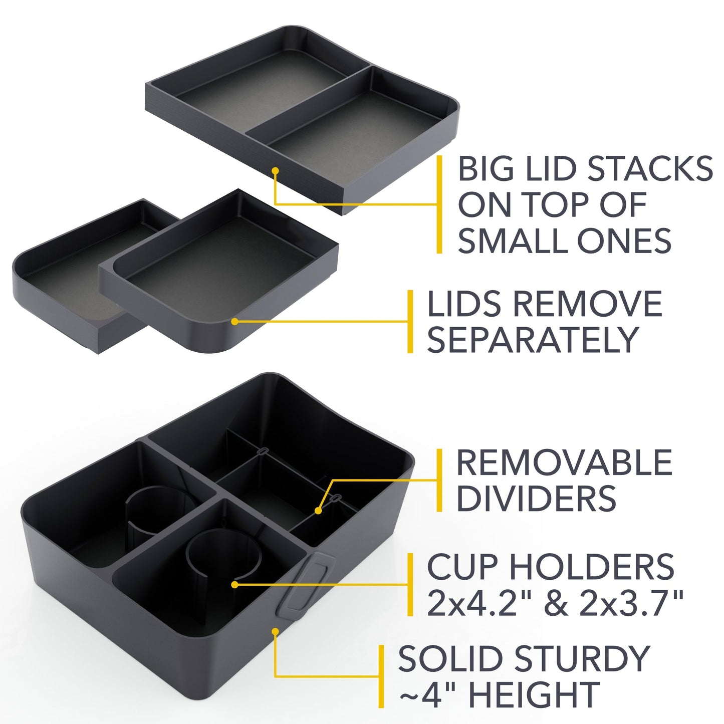 Floor Storage Organizer Lower Center Console Tray for Rivian R1S & compatible with Rivian R1S and R1T