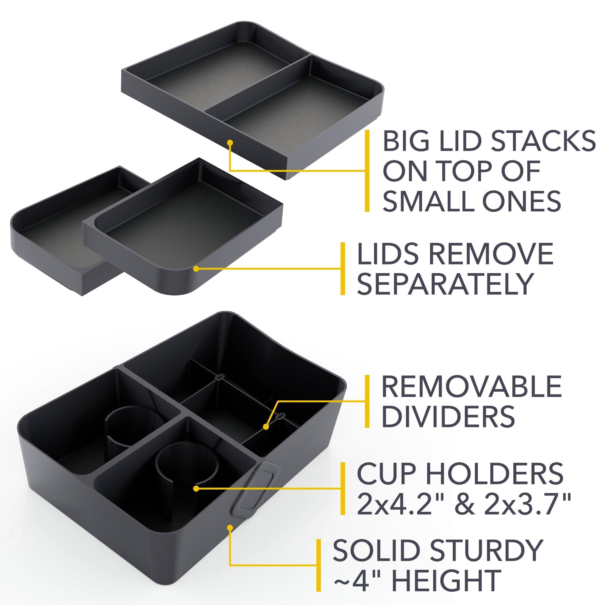 Floor Storage Organizer Lower Center Console Tray for Rivian R1S & compatible with Rivian R1S and R1T