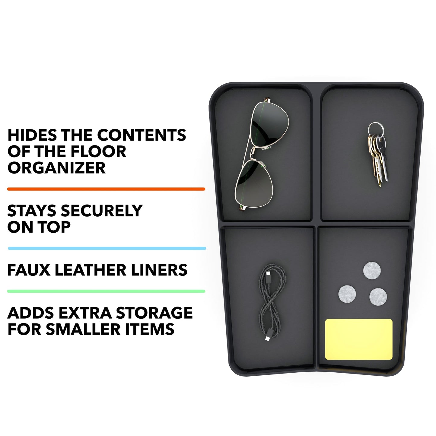 Floor Storage Organizer Lower Center Console Tray for Rivian R1S & compatible with Rivian R1S and R1T