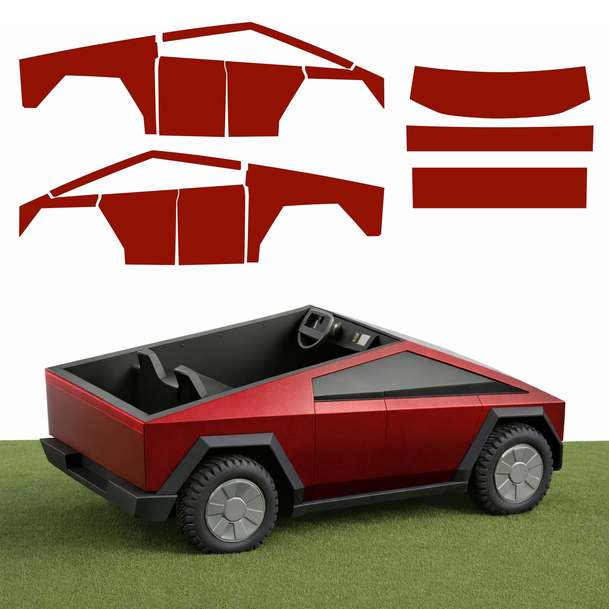 Full Vinyl Wrap Cybertruck for Kids compatible with Tesla Cybertruck