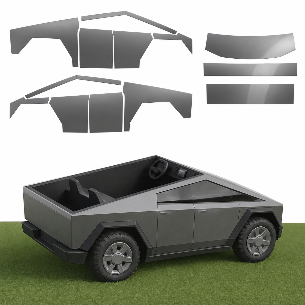 Full Vinyl Wrap Cybertruck for Kids compatible with Tesla Cybertruck