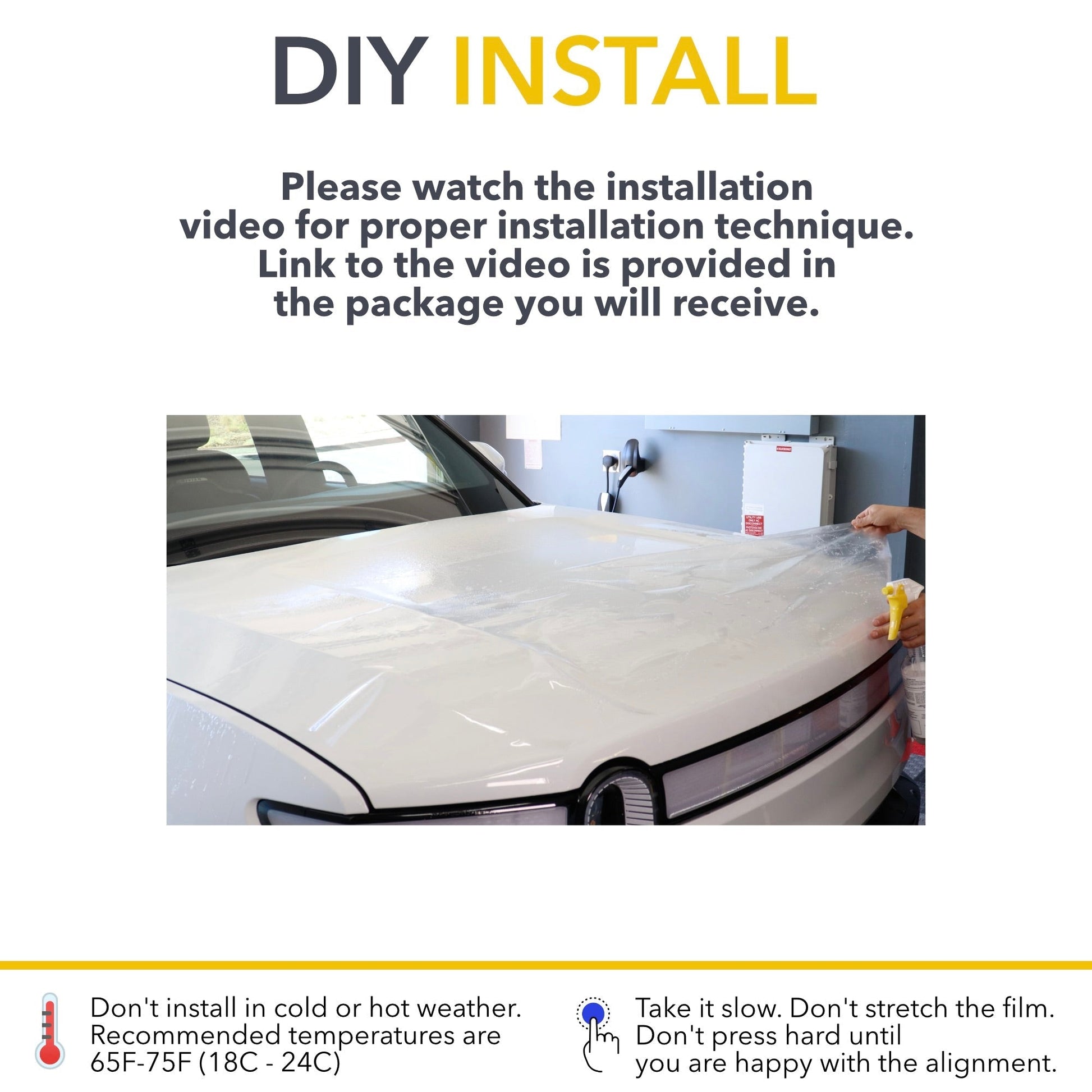 Hood PPF Paint Protection Film for Rivian R1T/R1S compatible with Rivian R1S and R1T
