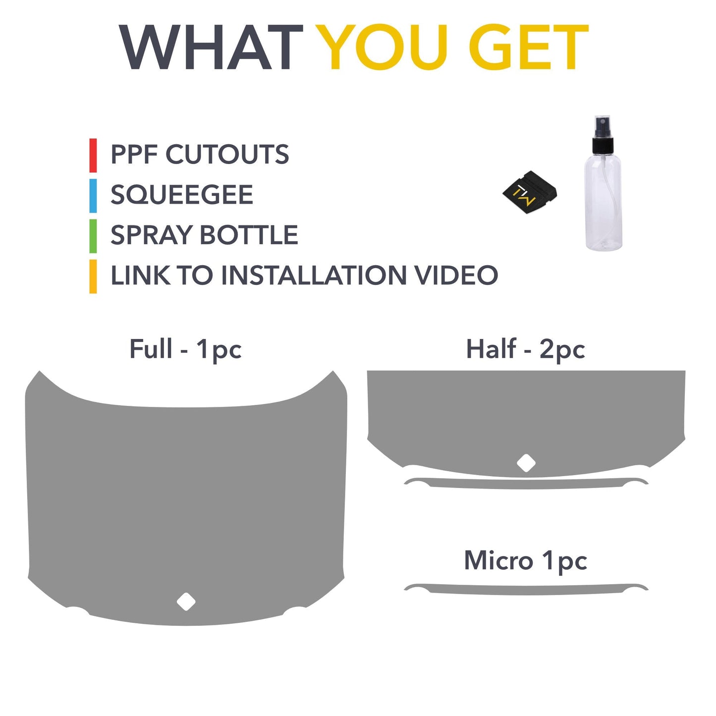 Hood PPF Paint Protection Film for Rivian R1T/R1S compatible with Rivian R1S and R1T