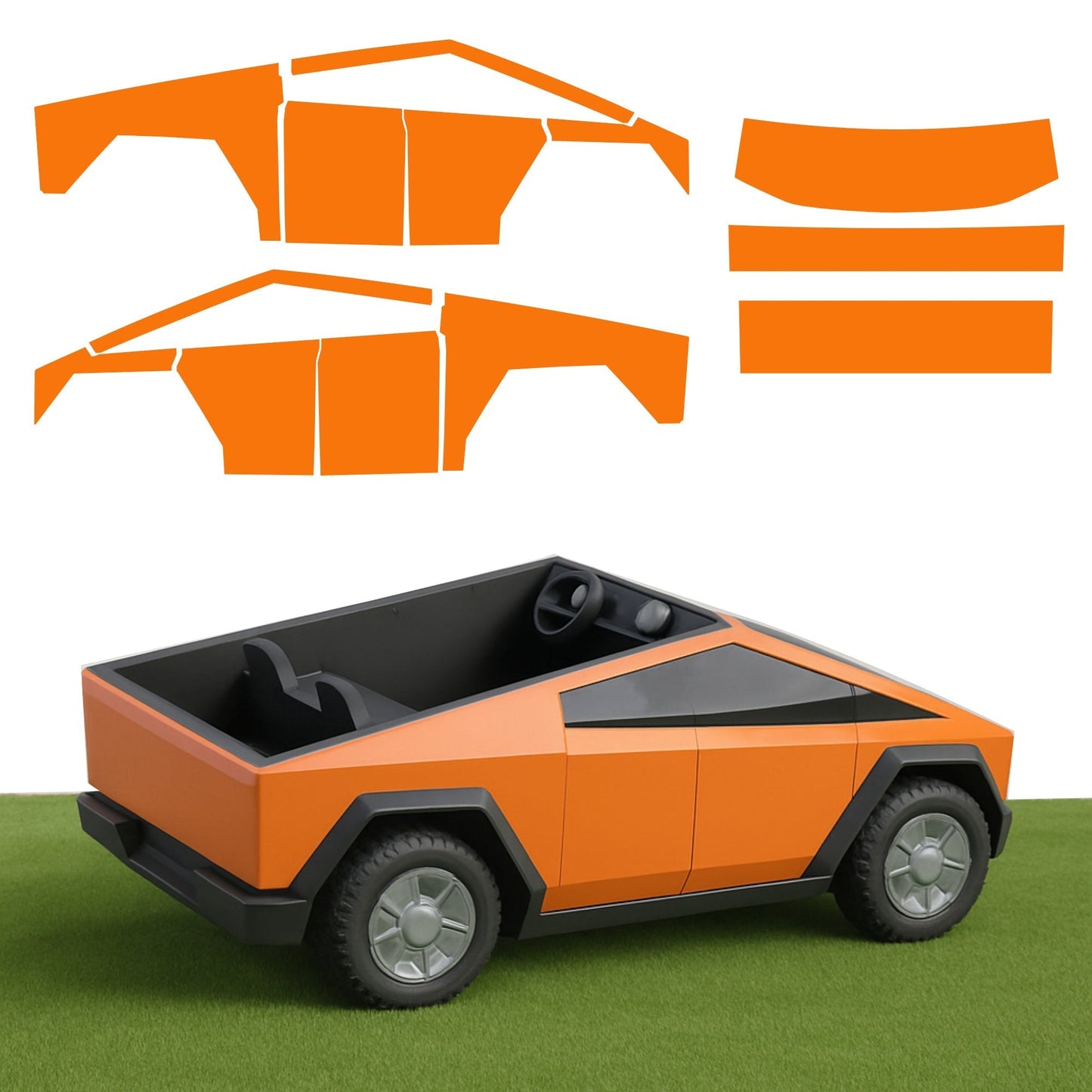 Full Vinyl Wrap Cybertruck for Kids compatible with Tesla Cybertruck