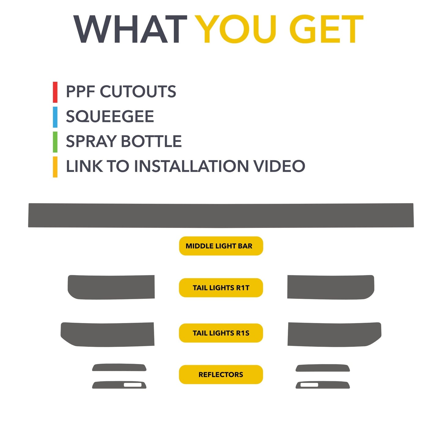 Tail Lights Clear PPF / Tinted PPF | Smokey Tail Lamp Covers for Rivian R1S & R1T 2021-2026