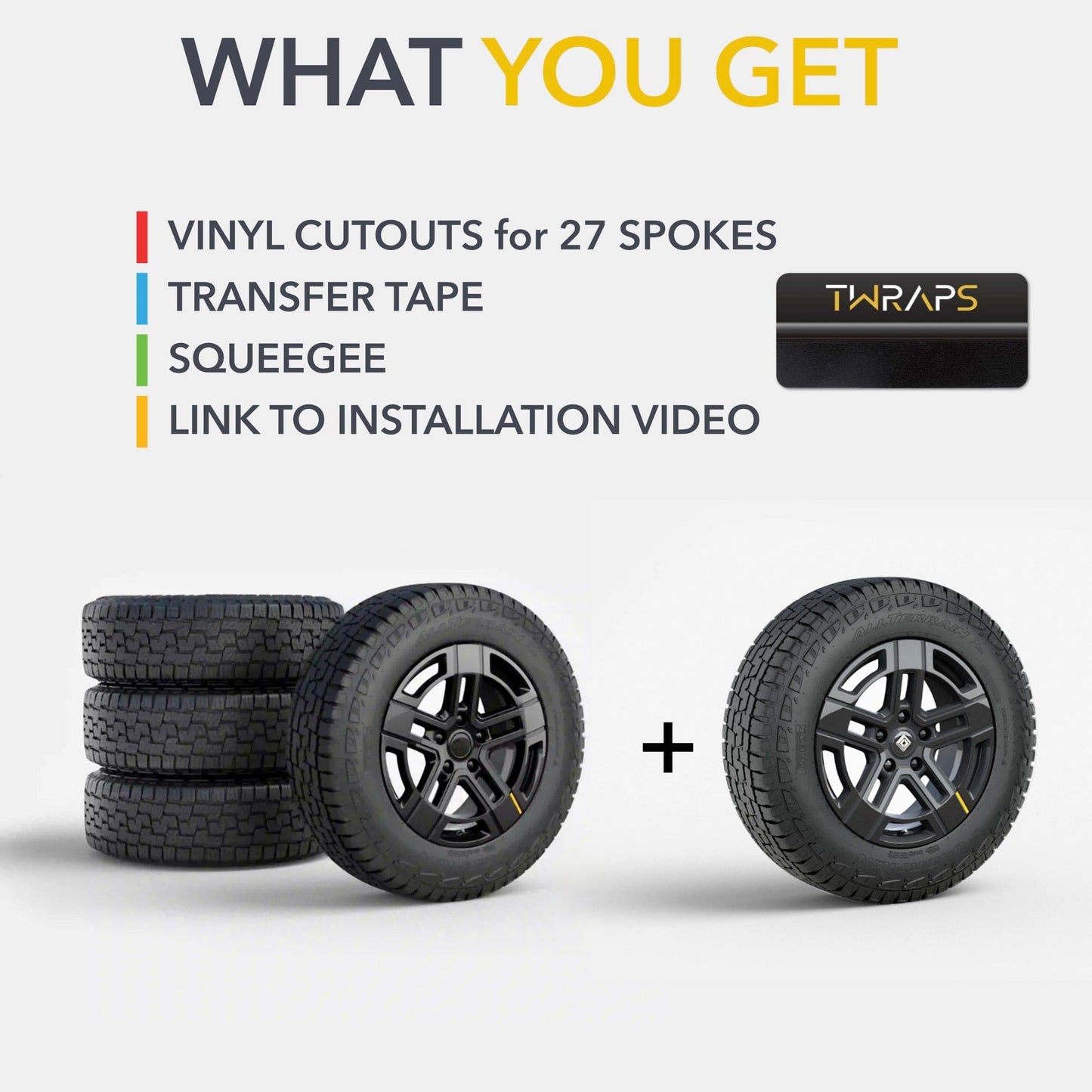 Wheels Vinyl Covers | Spokes Color Wrap Chrome Delete for Rivian R1T & Rivian R1S