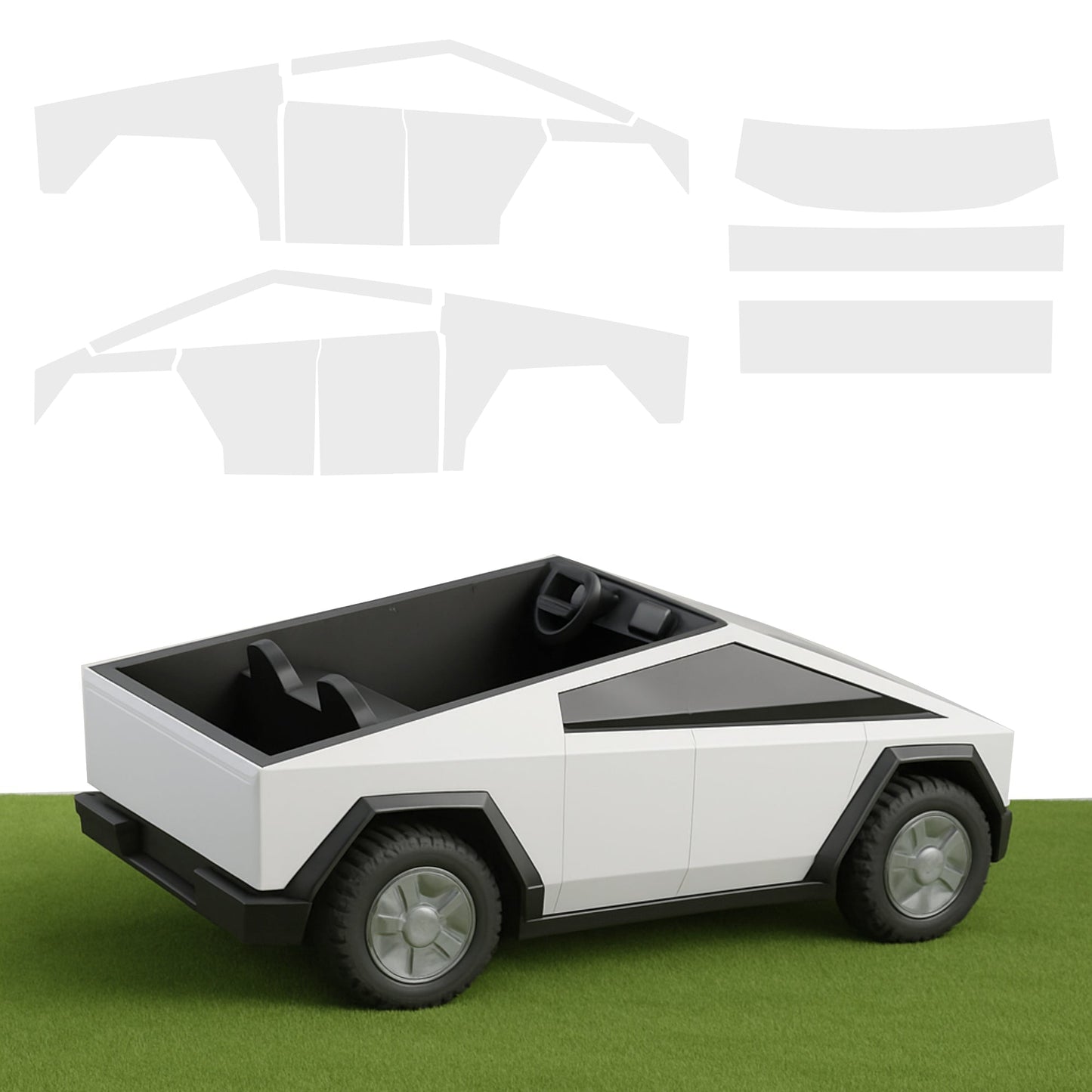 Full Vinyl Wrap Cybertruck for Kids compatible with Tesla Cybertruck
