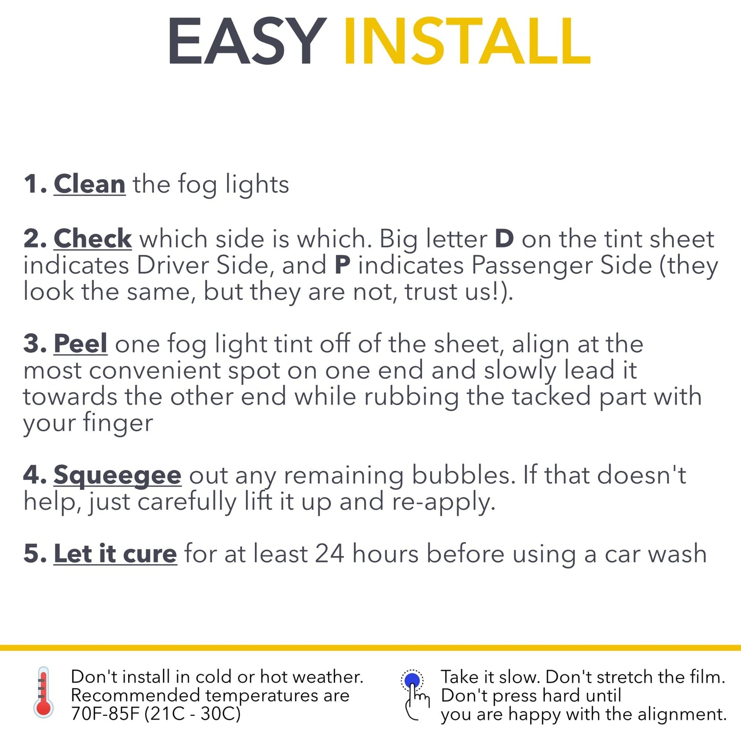 Yellow Fog Lights Tint | Calendered Brimstone Yellow Shade Filter for Rivian R1S & R1T