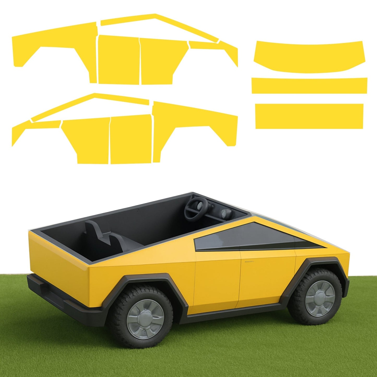 Full Vinyl Wrap Cybertruck for Kids compatible with Tesla Cybertruck